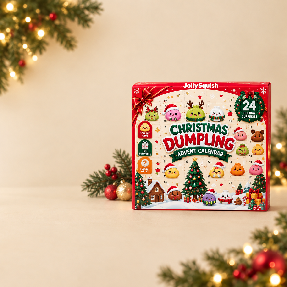 MerrySquish Dumpling Advent Calendar being enjoyed during the Christmas countdown