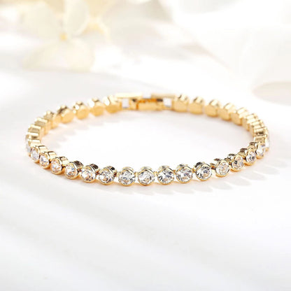 Round Cut Tennis Bracelet | Gold