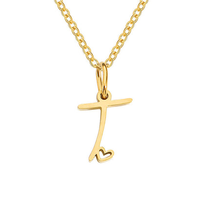 Heart Initial Necklace | Gold