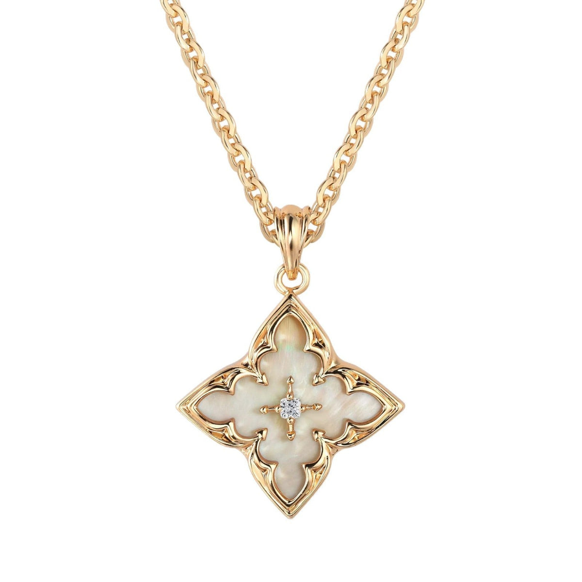 Blue Clover Pendant Necklace | Gold